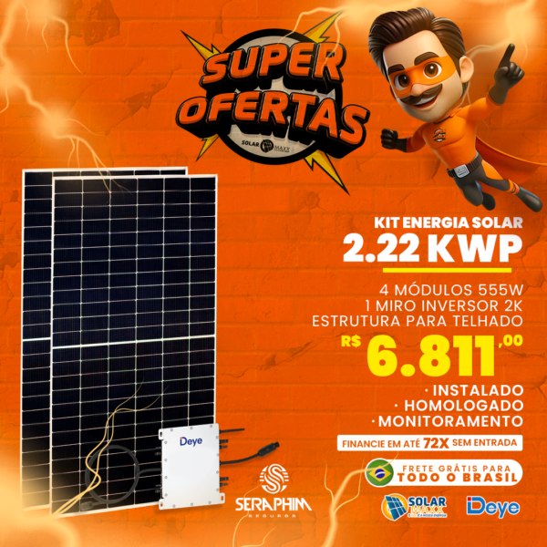 Kit Gerador Solar 270kWh/Mês