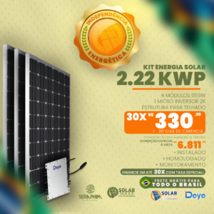 Kit Gerador Solar 270kWh/Mês