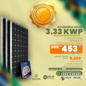 Kit Gerador Solar 410kWh/Mês