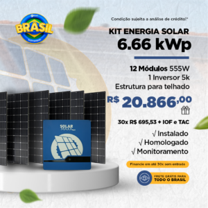 Kit Gerador Solar 800kWh/Mês