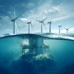 As torres de geração eólica offshore são instaladas no mar, a centenas de metros das praias