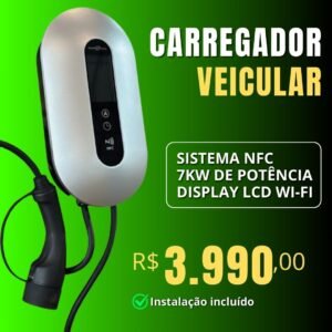 Carregador Veicular Portátil 8kw NFC