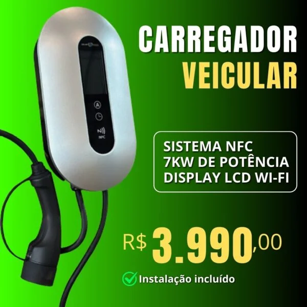 Carregador Veícular Portátil 8kw NFC