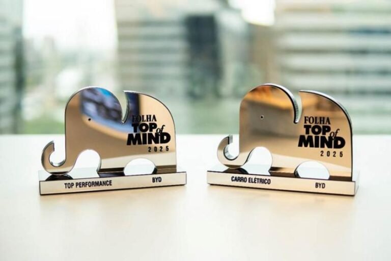 BYD é bicampeã na categoria "Carros Elétricos" e é campeã do prêmio especial Top Performance no Top of Mind 2025
