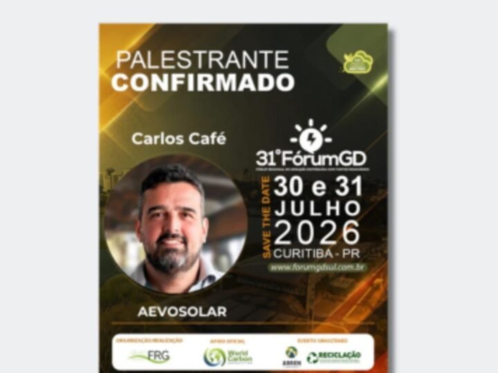Carlos Café debaterá avanços em tecnologia e eficiência em sistemas de geração distribuída no sul.