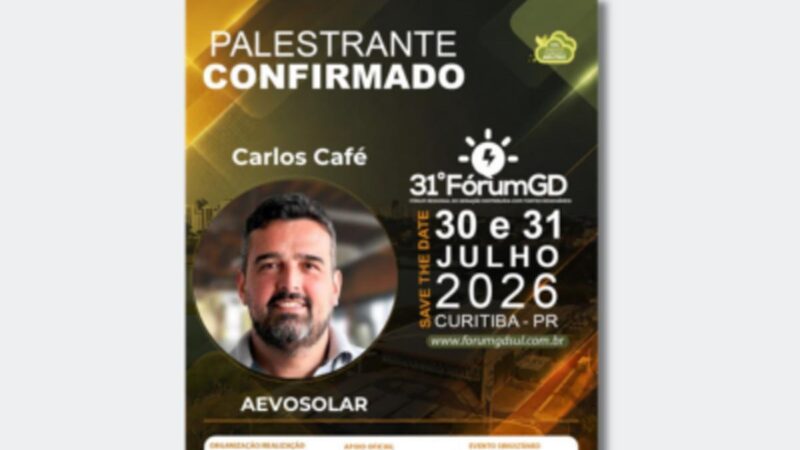 Carlos Café debaterá avanços em tecnologia e eficiência em sistemas de geração distribuída no sul.