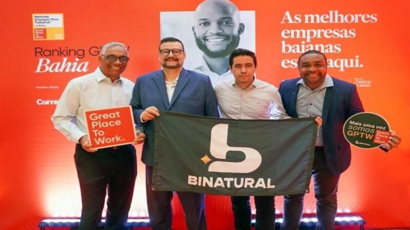 Binatural conquista reconhecimento inédito e está no top 5 melhores empresas para trabalhar na Bahia