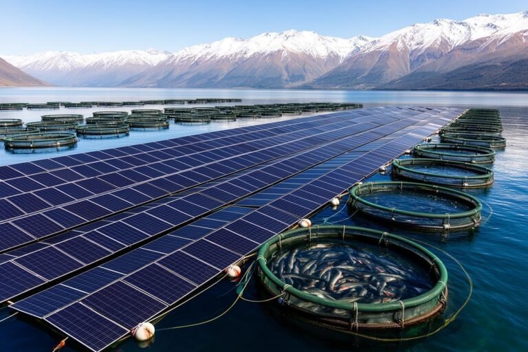 Energia solar flutuante reduz consumo de diesel em fazenda de salmão no Chile