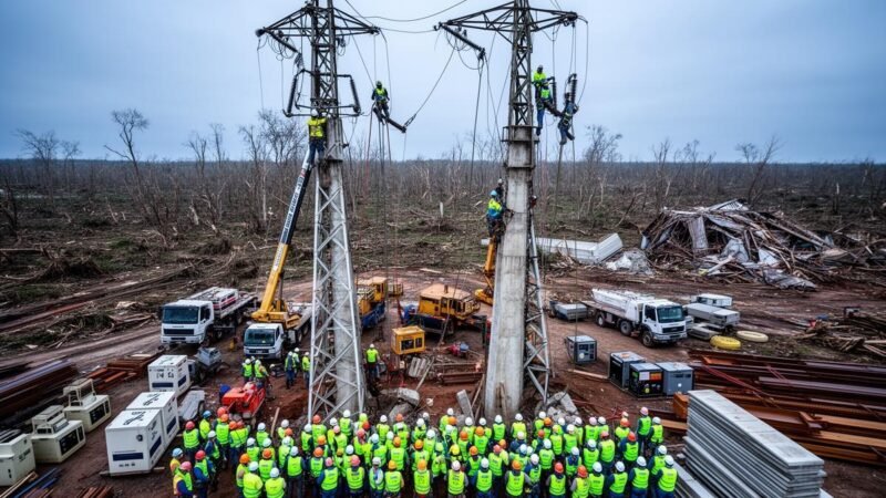 Força-tarefa mobiliza 90 profissionais para reconstruir 26 torres de energia no Rio Grande do Sul